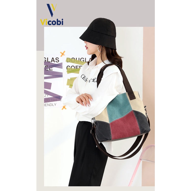 Túi xách nữ công sở vải Canvas dày dặn Vicobi CV3 Gadot, có thể dùng để đi tiệc, làm, du lịch, cafe hay đi học
