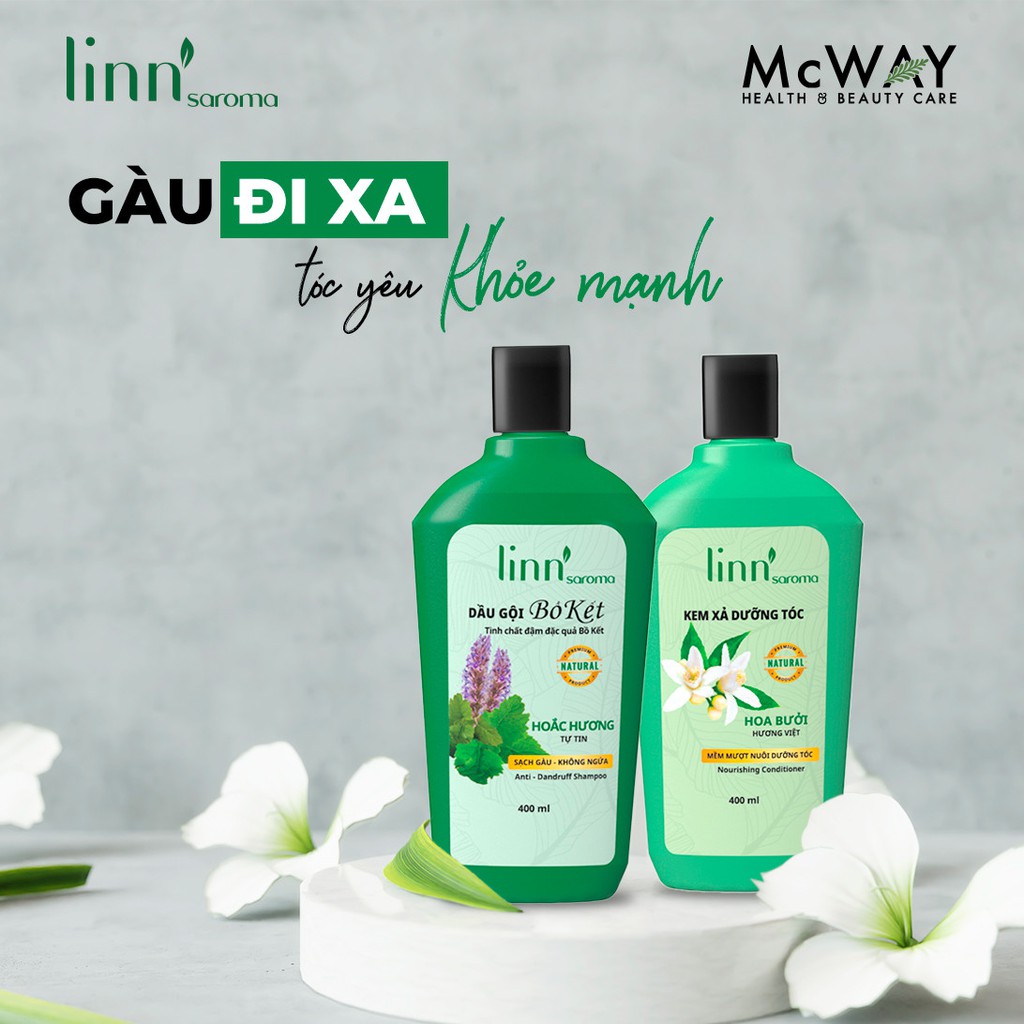 linn'saroma - Dầu Gội Thiên Nhiên Bồ Kết- Hoắc Hương - Sạch sâu, giảm gàu, dưỡng tóc chắc khỏe 400ml