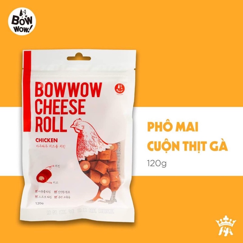 BÁNH THƯỞNG CÁ HỒI-THỊT GÀ CUỘN PHOMAI NHẬP KHẨU HÀN QUỐC 120G