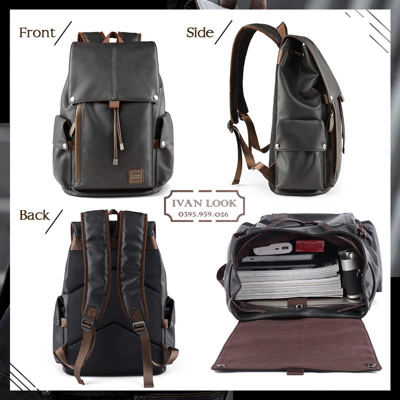 Balo Thời Trang Nam Nữ Unisex Chống Nước Chống Xước - Cặp Có Ngăn Đựng Latop - Balo Nam IVAN LOOK