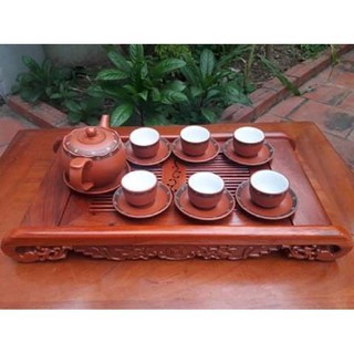 khay uống trà_bàn trà chạm khắc cuốn thư-cổ xưa bang gỗ hương hàng đục đẹp