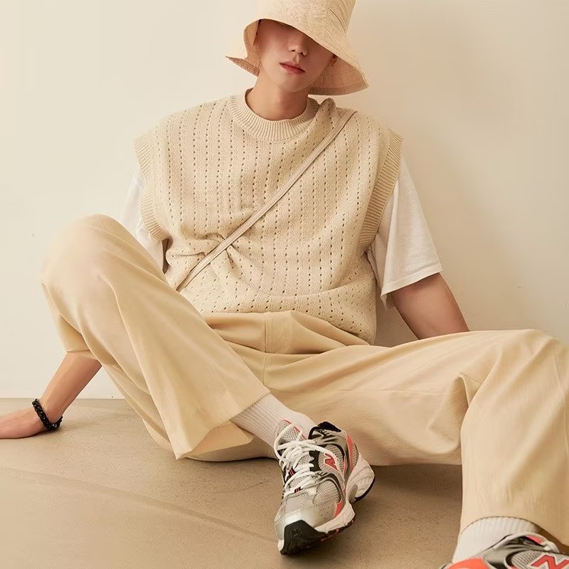 Áo Ghi Lê Dệt Kim Cổ Tròn Dáng Rộng Phong Cách Hàn Quốc Thời Trang Cho Nam Size s-3xl 2 Màu Lựa Chọn