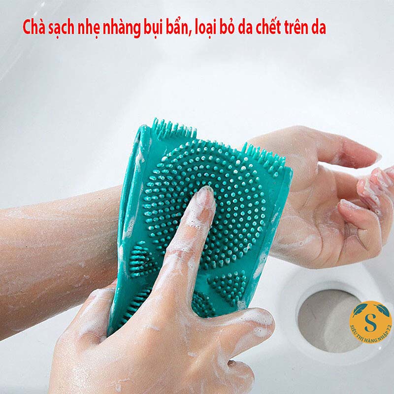 Dây Tắm Chà Lưng 2 mặt Silicon (giao màu ngẫu nhiên) [CHÀ LƯNG]