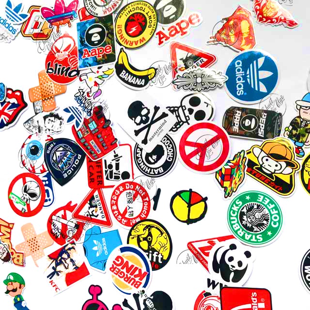 Combo 5 con sticker decal chống nước ngẫu nhiên không trùng trang trí dán nón bảo hiểm xe máy điện thoại laptop