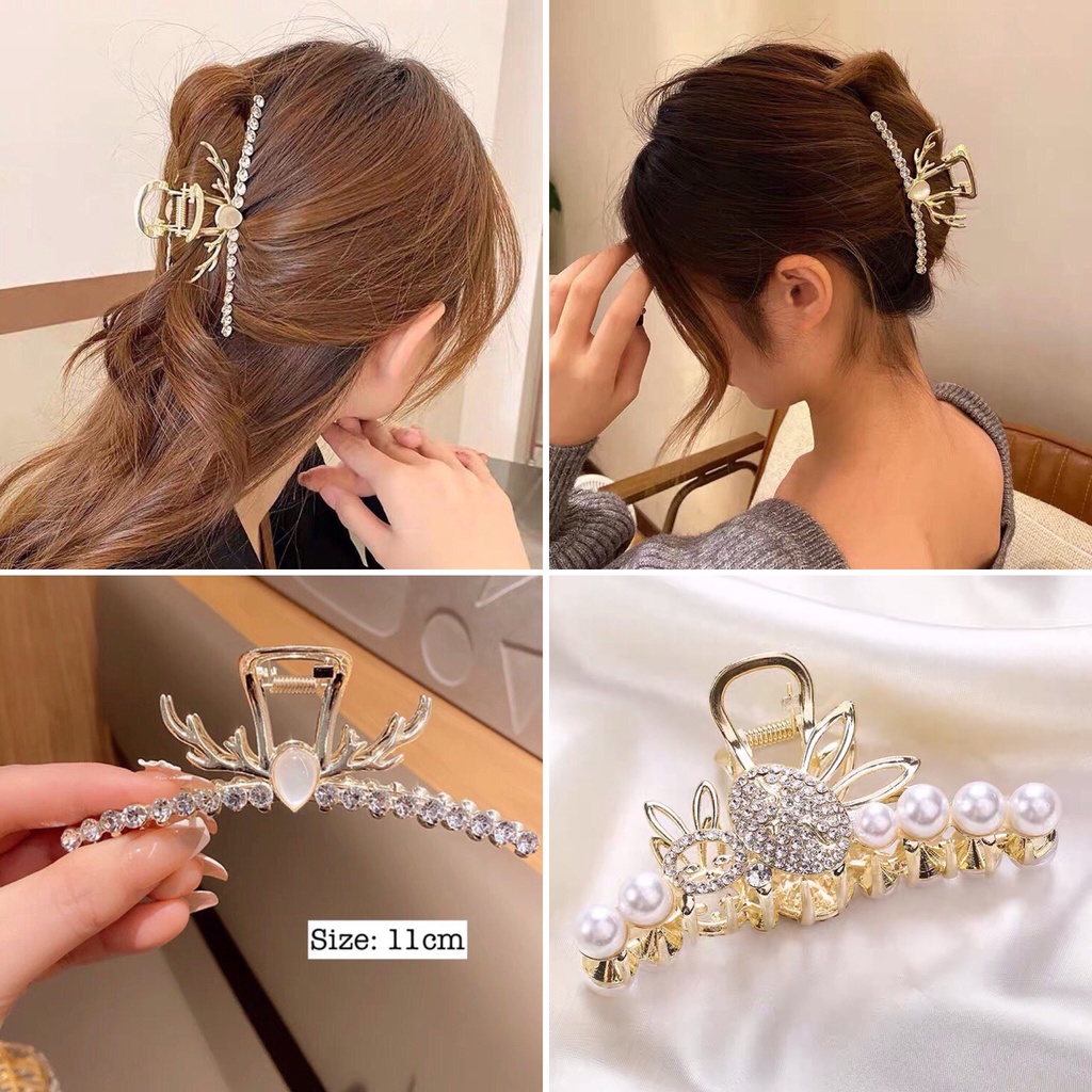 Kẹp tóc Hàn Quốc đính đá Miituu cặp tóc càng cua kim loại nhiều kiểu tùy chọn xinh xắn sang chảnh cho nữ hottrend