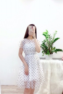 Váy đầm nữ ❣️ FREESHIP ❣️ Váy ren chấm bi dáng xoè -đầm ren nữ
