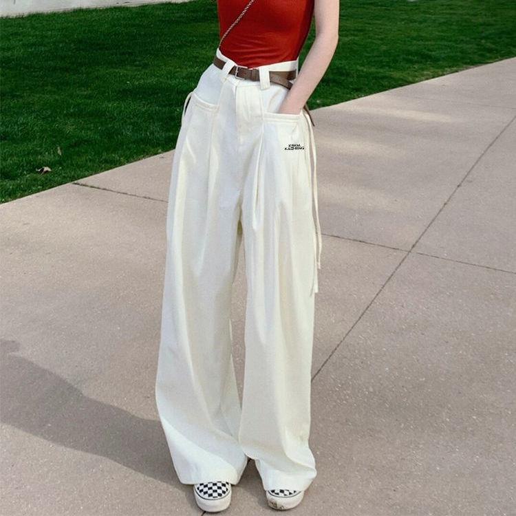 Quần Dài Ống Rộng Lưng Cao Thời Trang Mùa Hè Cho Nữ