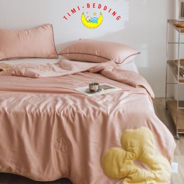 Chăn hè tencel thêu hoa nhập khẩu cao cấp, mát mẻ kích thước 2x2,3m - mền hè tencel – Timibedding