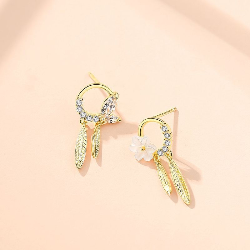 Bông Tai Bạc S925 Hoa Lá Mùa Xuân Dễ Thương | Khuyên Tai Nữ Trang Sức Bạc Thời Trang