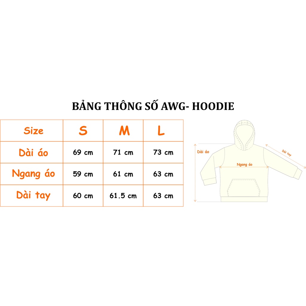 Áo hoodie AWG chính hãng màu kem/đen hàng new