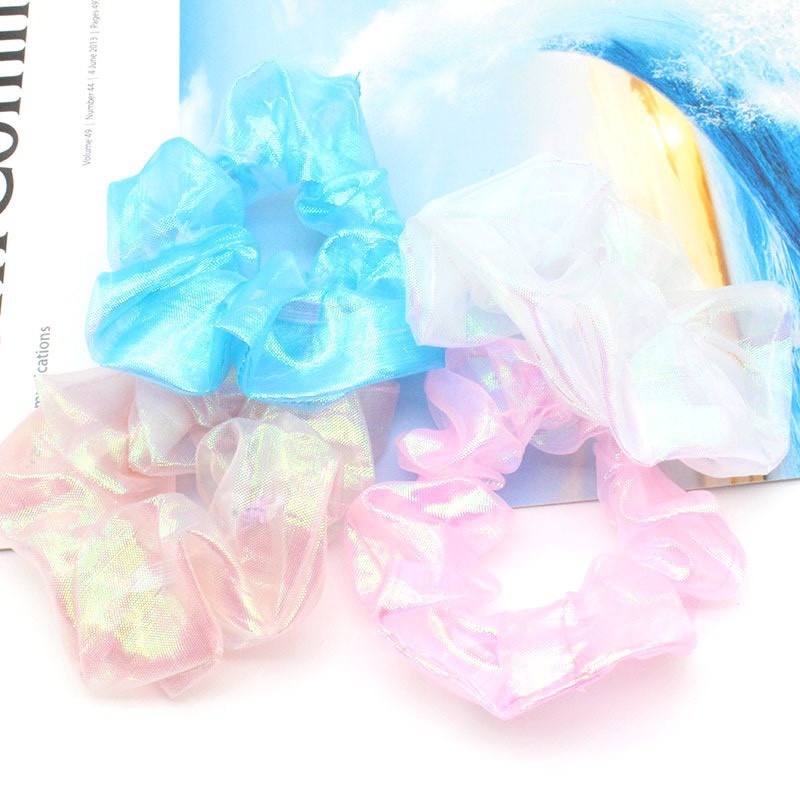 Dây voan kính bóng Scrunchies JENNIE | Dây cột tóc voan trơn dễ thương