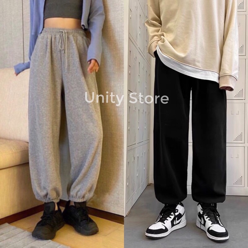 Quần Jogger Nam Nữ Ống Rộng Trơn Ulzzang