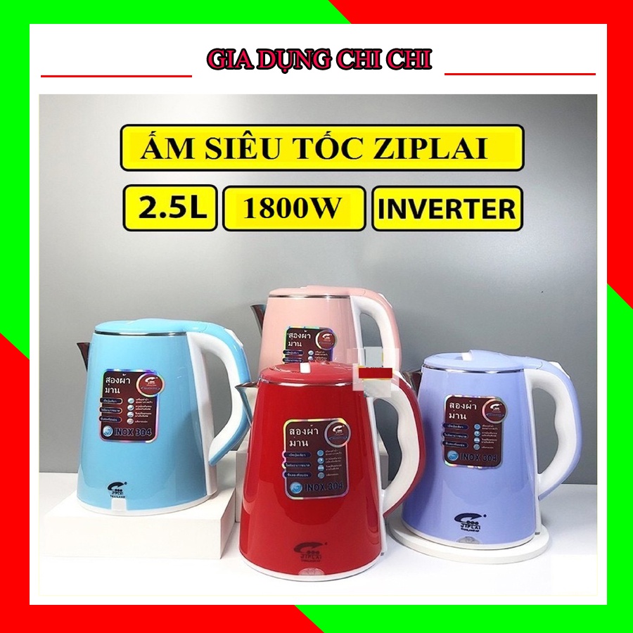 Ấm Siêu Tốc Thái Lan Ziplai 2 Lớp 2,5L