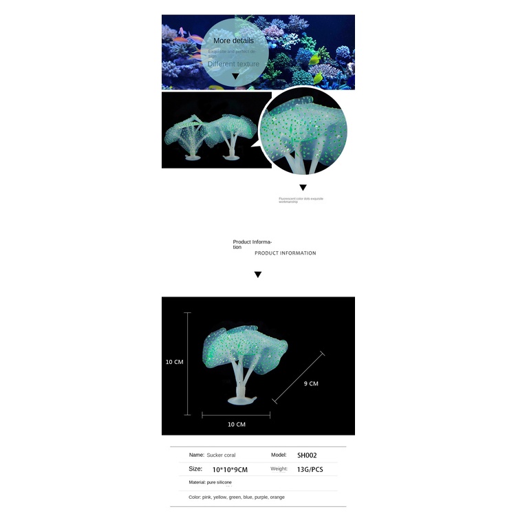 Trang Sức Bể Cá Bằng silicone Màu Cam San Hô Đặc Biệt