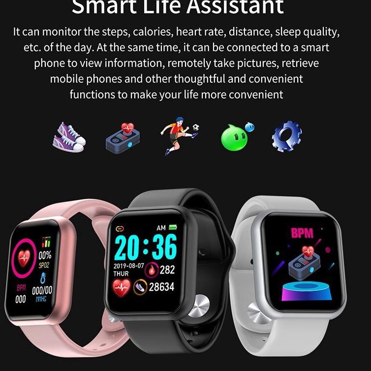 ✱➘ Đồng Hồ Thông Minh Y68 Kết Nối Bluetooth Chống Thấm Nước Hỗ Trợ Theo Dõi Nhịp Tim Thiết Kế Mới Hợp Thời Trang