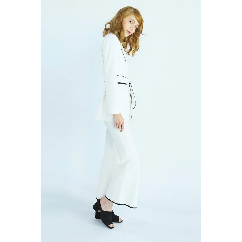 [Mã FAMALLT5 giảm 15% đơn 150k] Áo Kiểu Phối Dây Nơ (Waist Bow Blazer) Can De Blanc