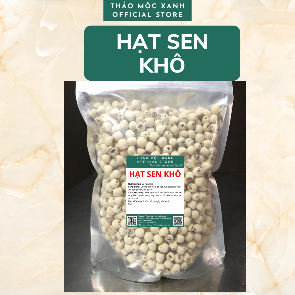 Hạt Sen Khô tách vỏ thơm ngon loại 1 dùng nấu chè sen, hầm.