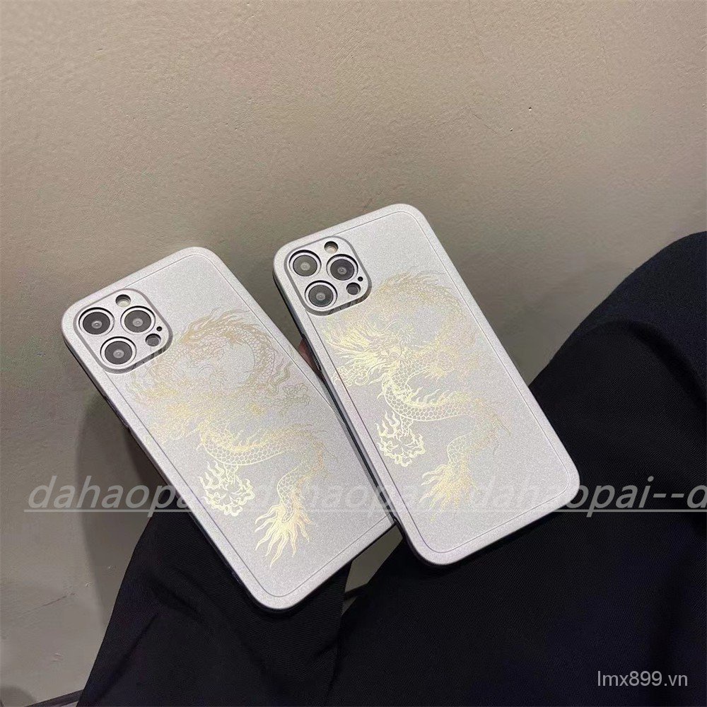 Ốp điện thoại mạ điện chống vỡ hình rồng Trung Hoa cho iPhone 13 Pro 12 11 Promax xs xr 8 7plus