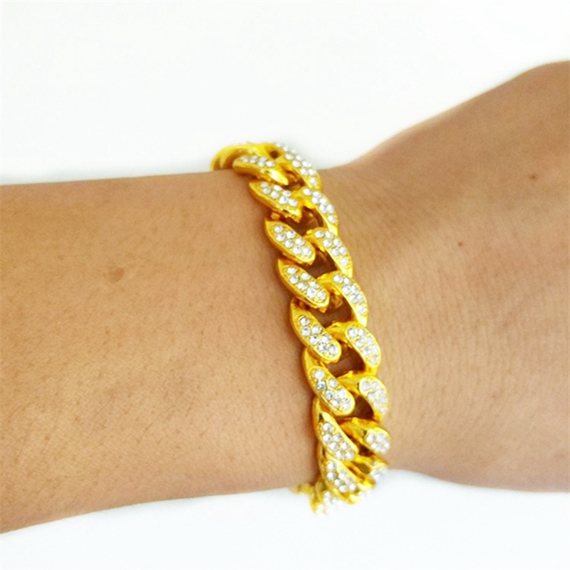 Vòng Tay Cuba Đính Đá Zircon Thời Trang Cho Nam