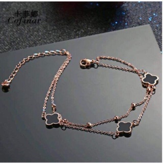 Vòng chân titan mặt đá đen cao cấp