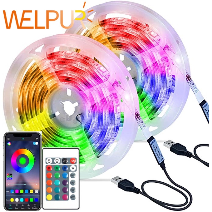 Đèn LED SMD 5050 RGB dây 1m 2m 3m 4m 5m với ứng dụng điều khiển đèn 24 phím cho lễ hội/ phòng ngủ