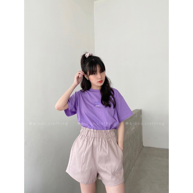 BIBOO - Quần short kaki ống rộng lưng thun