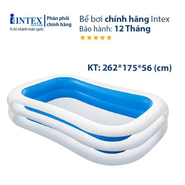 Bể Bơi INTEX mã 56483 262*175*65cm, Bể Bơi Cho Bé, Bể Bơi Phao Gia Đình 3 Tầng Kèm Bơm Điện (tặng keo và 2 miếng dán)