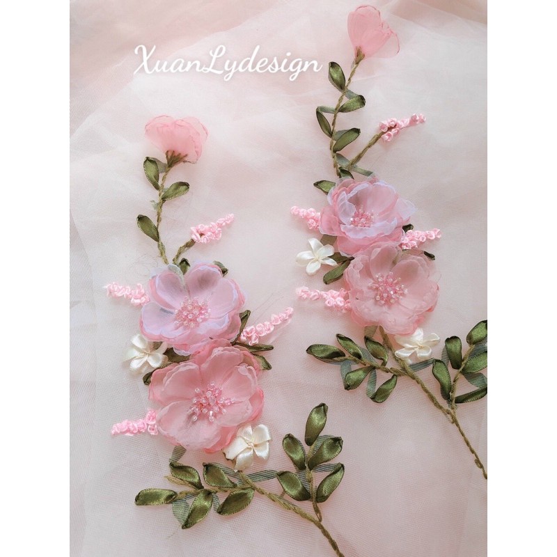 Set hoa voan thêu sẵn