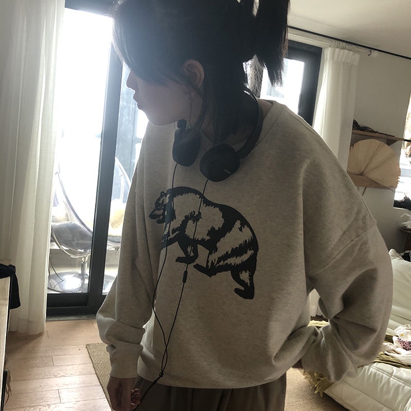 Áo Hoodie Dáng Rộng Phong Cách Hàn Quốc Dễ Phối Đồ Dành Cho Nữ