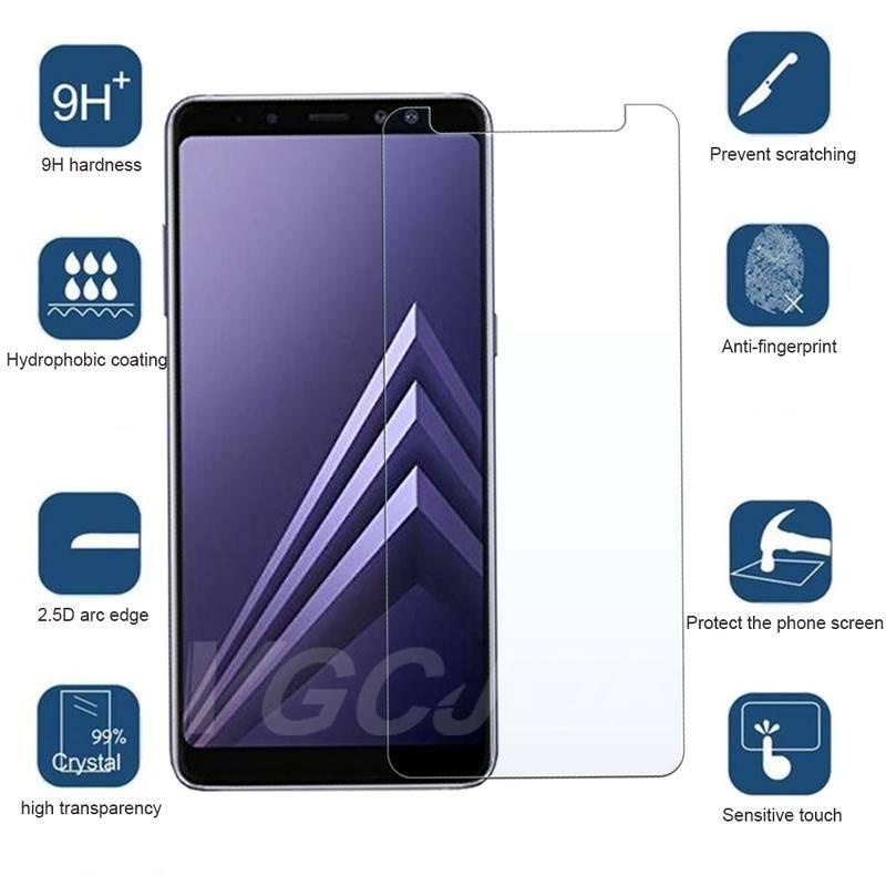 Ốp điện thoại kính cường lực 9D an toàn cho Samsung Galaxy A6 A8 J4 J6 Plus 2018 J2 J8 A7 A9 2018