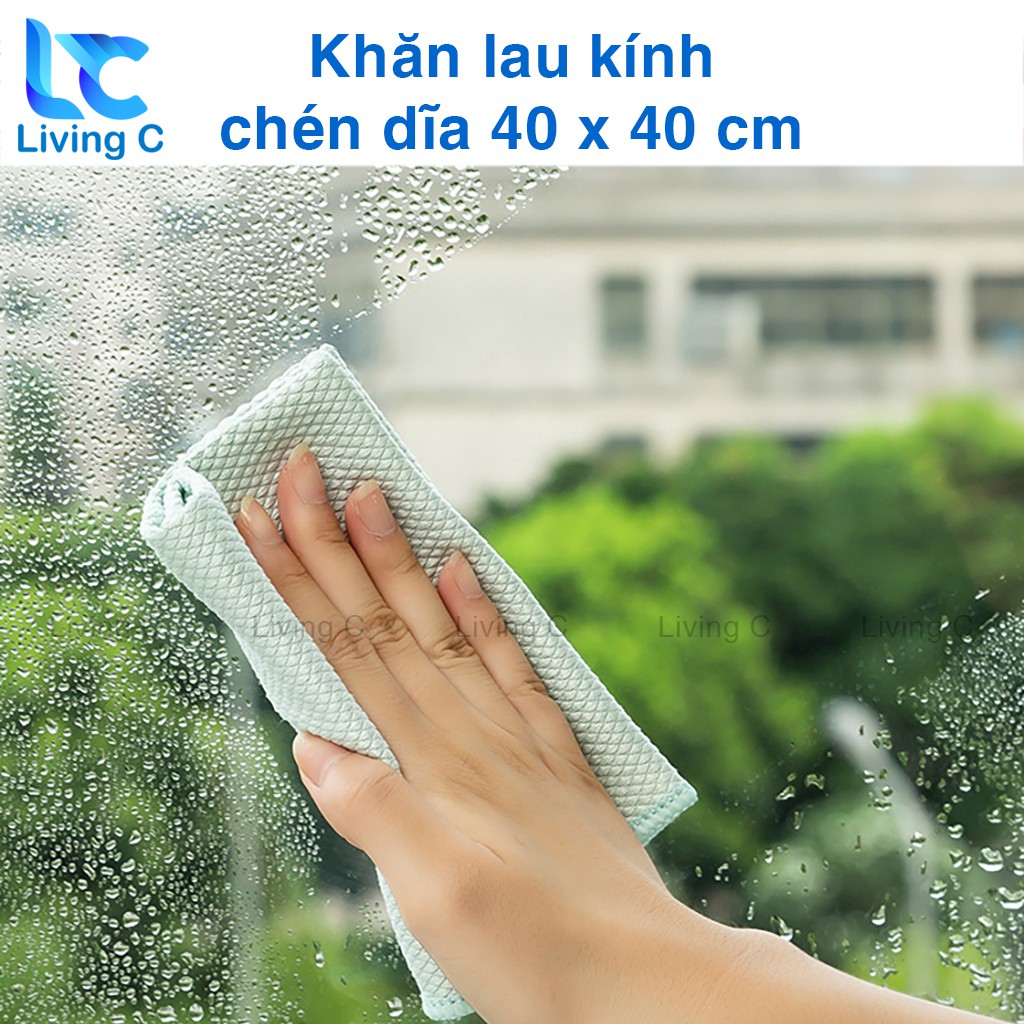 Khăn lau kính lau màn hình đa năng Living C , khăn lau chén đĩa nhà bếp không rụng lông _KLK4