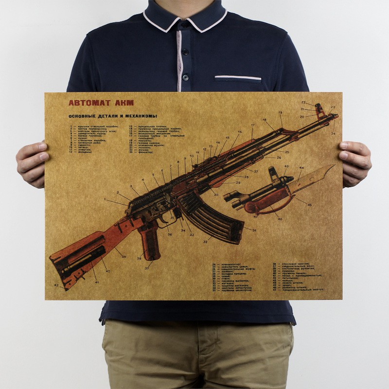 Poster Dán Trang Trí Hình Khẩu Súng Akm Assault Ak47 1 X