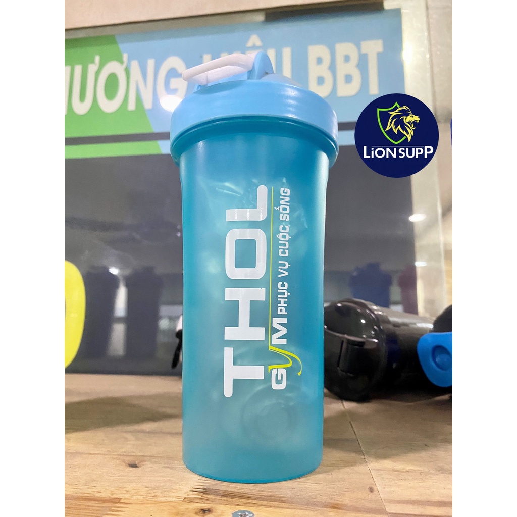 Bình lắc lò xo THOL, Shaker thể thao, tập gym 600ml có vạch chia
