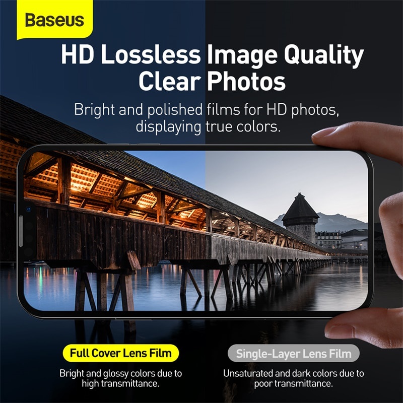 Set 2 kính cường lực Baseus bảo vệ camera sau thích hợp cho iPhone 13 Pro 13Pro Max Mini 2021