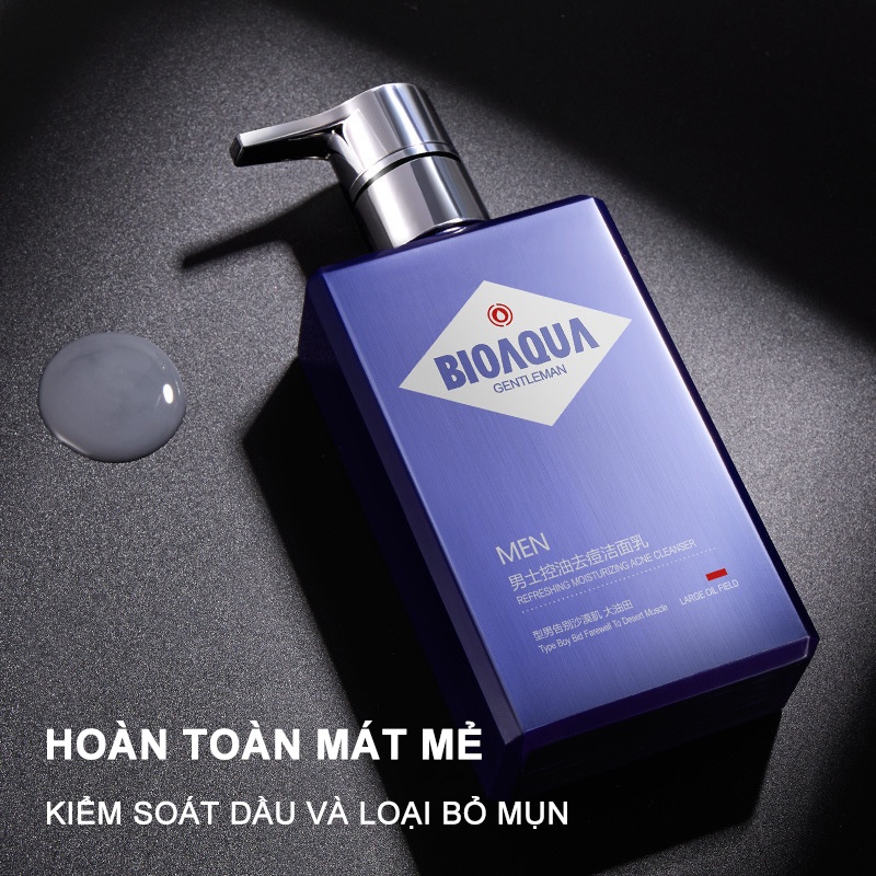BIOAQUA Men's Oil Control Cleanser-Dưỡng ẩm-Giữ ẩm-Làm sạch sâu-Nhẹ và Không Se khít Mụn đầu đen Sữa rửa mặt-URBQD-M