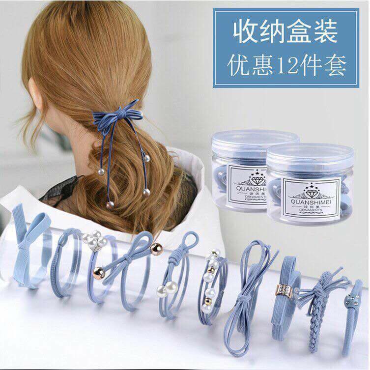 ⛔FREESHIIP⛔ Hộp 12 chun buộc tóc nữ (LOẠI NGƯỜI LỚN)