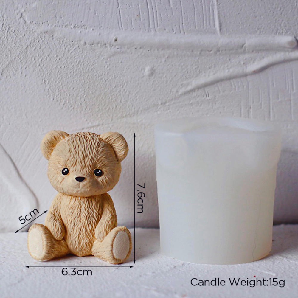 Khuôn Silicone Hình Gấu Bông 3D Làm Nến Thơm