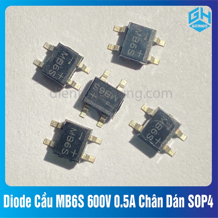 Set 10 con Diode Cầu MB6S 600V 0.5A có Chân Dán SOP 4