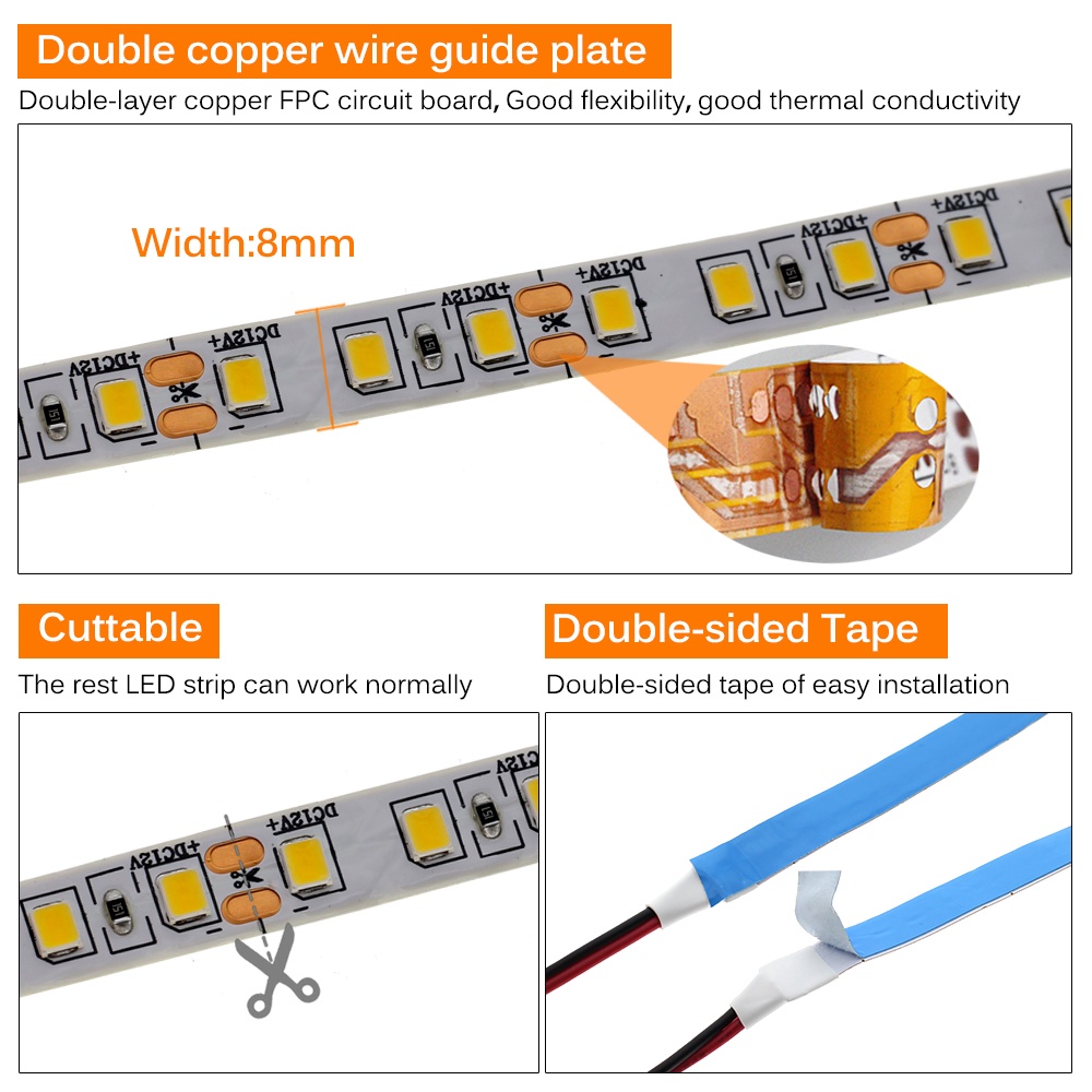 5M LED Strip Light 2835 SMD Flexible Light Strip 12V Waterproof Diode Tape Warm White Cold White Blue Green Red Ice Blue Pink