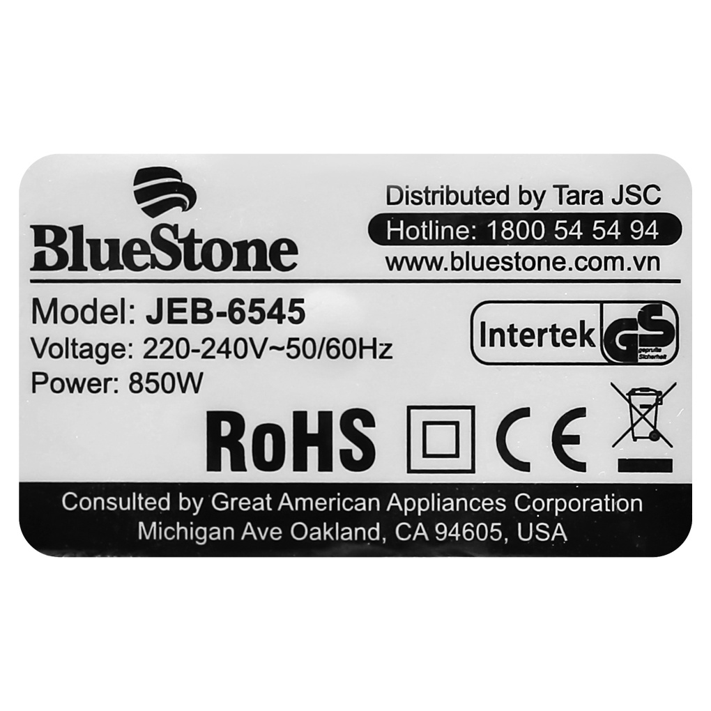 Máy ép trái cây BlueStone JEB-6545 850 W - Chính hãng BH 24 tháng - Ống nguyên liệu 70mm