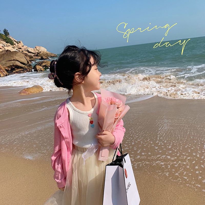 Áo Hai Dây Màu Trơn Thời Trang Xuân Hè Dễ Phối Đồ Cho Bé Gái