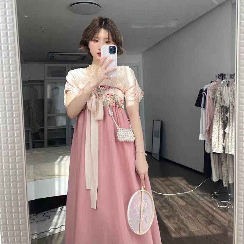 Đầm Hán Phục In Họa Tiết Phong Cách Retro Thanh Lịch Cho Nữ