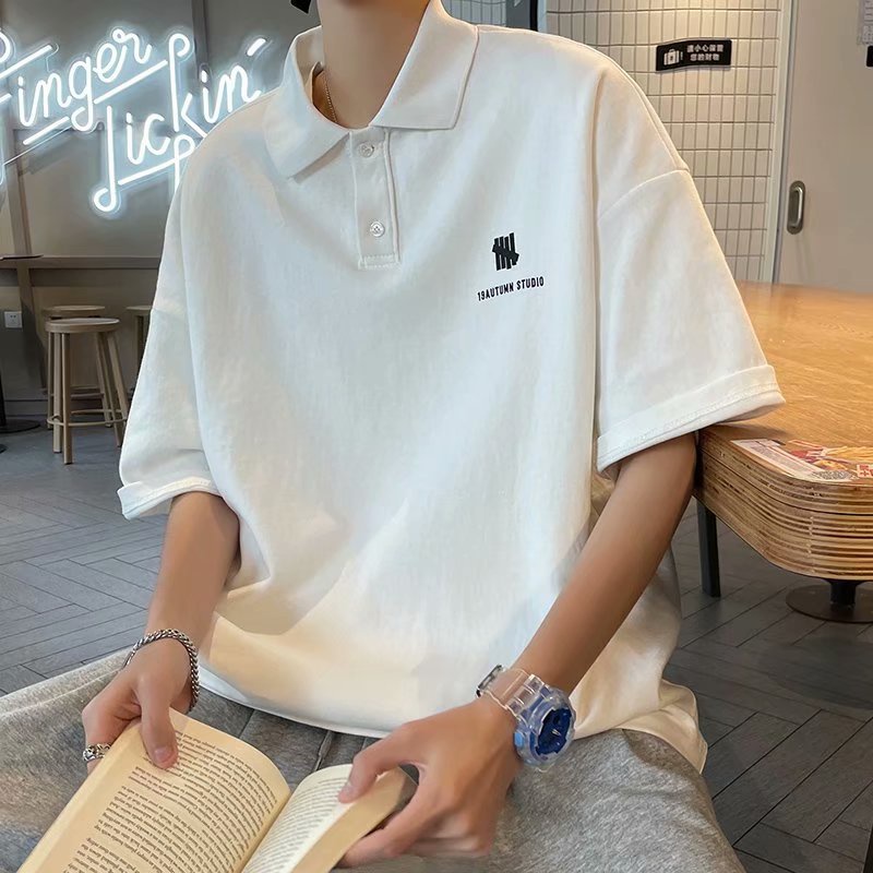 Áo Polo Unisex Form Rộng Tay Lỡ, Áo Polo Tay Lỡ Phối Chữ Trước Ngực Nam Nữ Phong Cách Hàn Quốc SP003 - T9.Streetwear