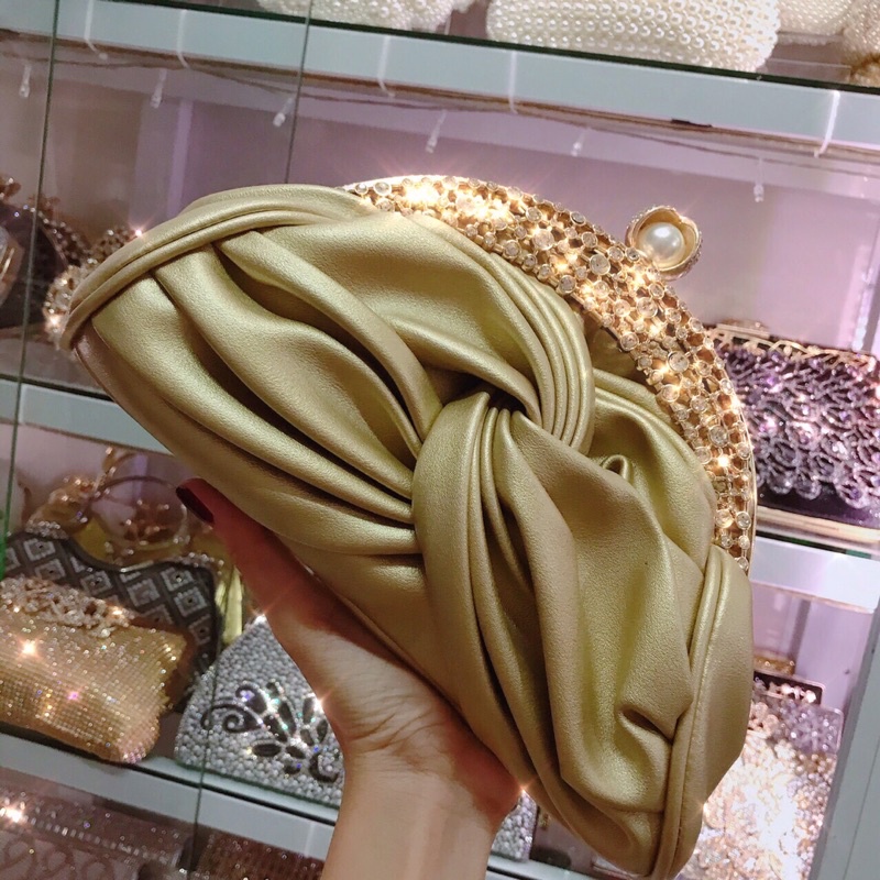 Túi Đầm Da Si Đeo Vai Trang Trí Hoa Tiết Cao Cấp