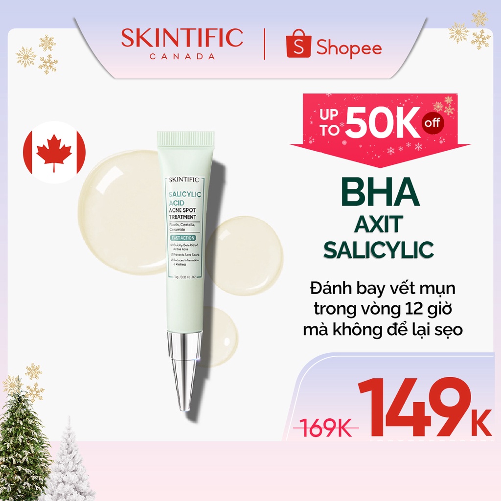SKINTIFIC Salicylic Acid Acne Spot Treatment Gel 10g Anti Acne Acid BHA chấm mụn