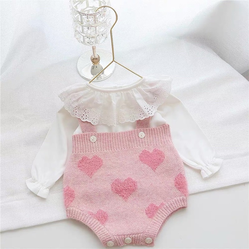 Set áo khoác body len trái tim_