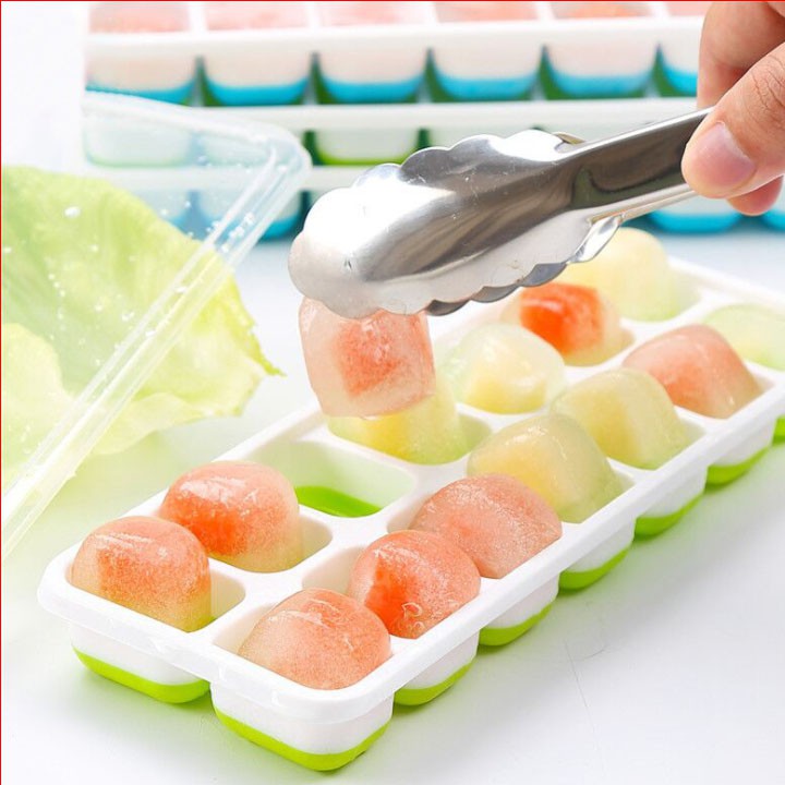 💖SALE💖 Khay Làm Đá Silicon 14 Viên Có Nắp Tránh Mùi Tủ Lạnh