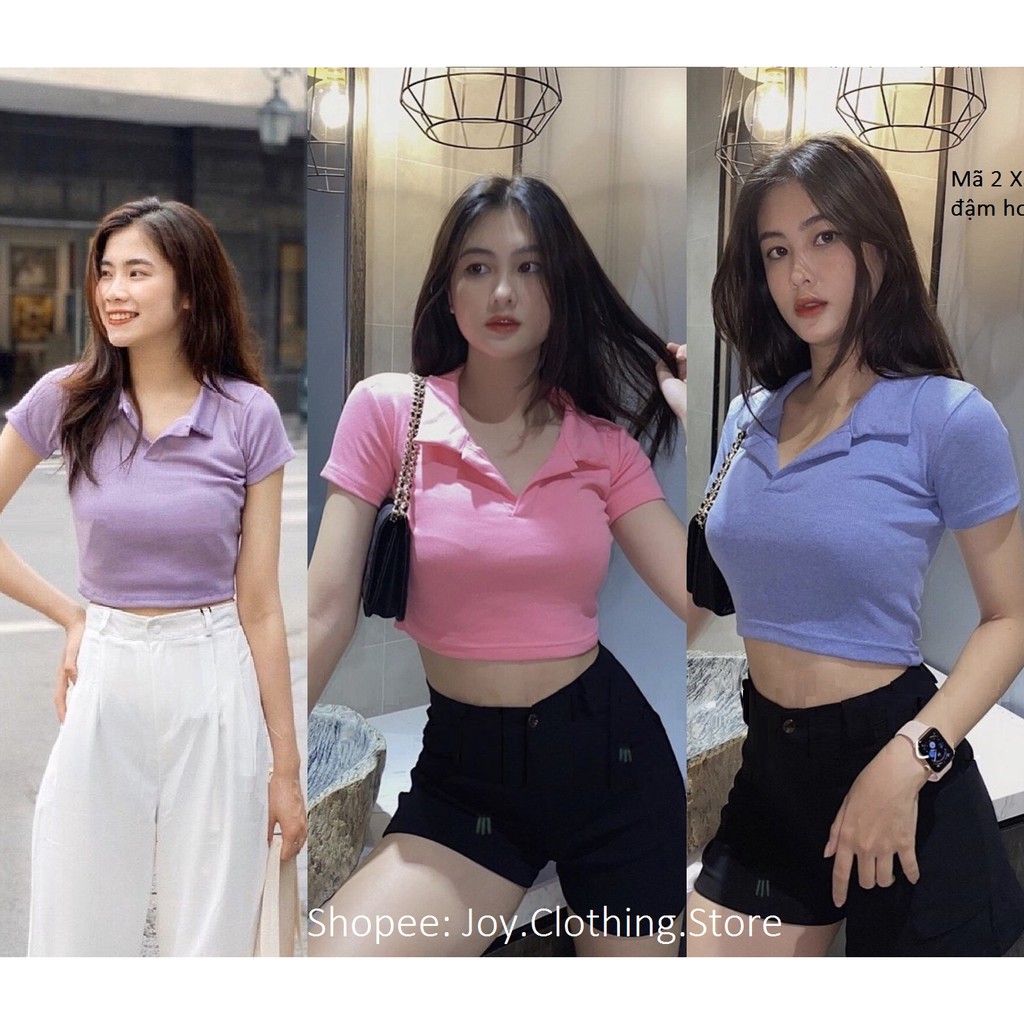 [Mã WASTUP giảm 10% tối đa 30K đơn 99K] ÁO THUN CROPTOP NGẮN - ÁO KIỂU CRT ULZANG NGẮN TAY TRƠN BASIC CỔ BẺ PETER 137