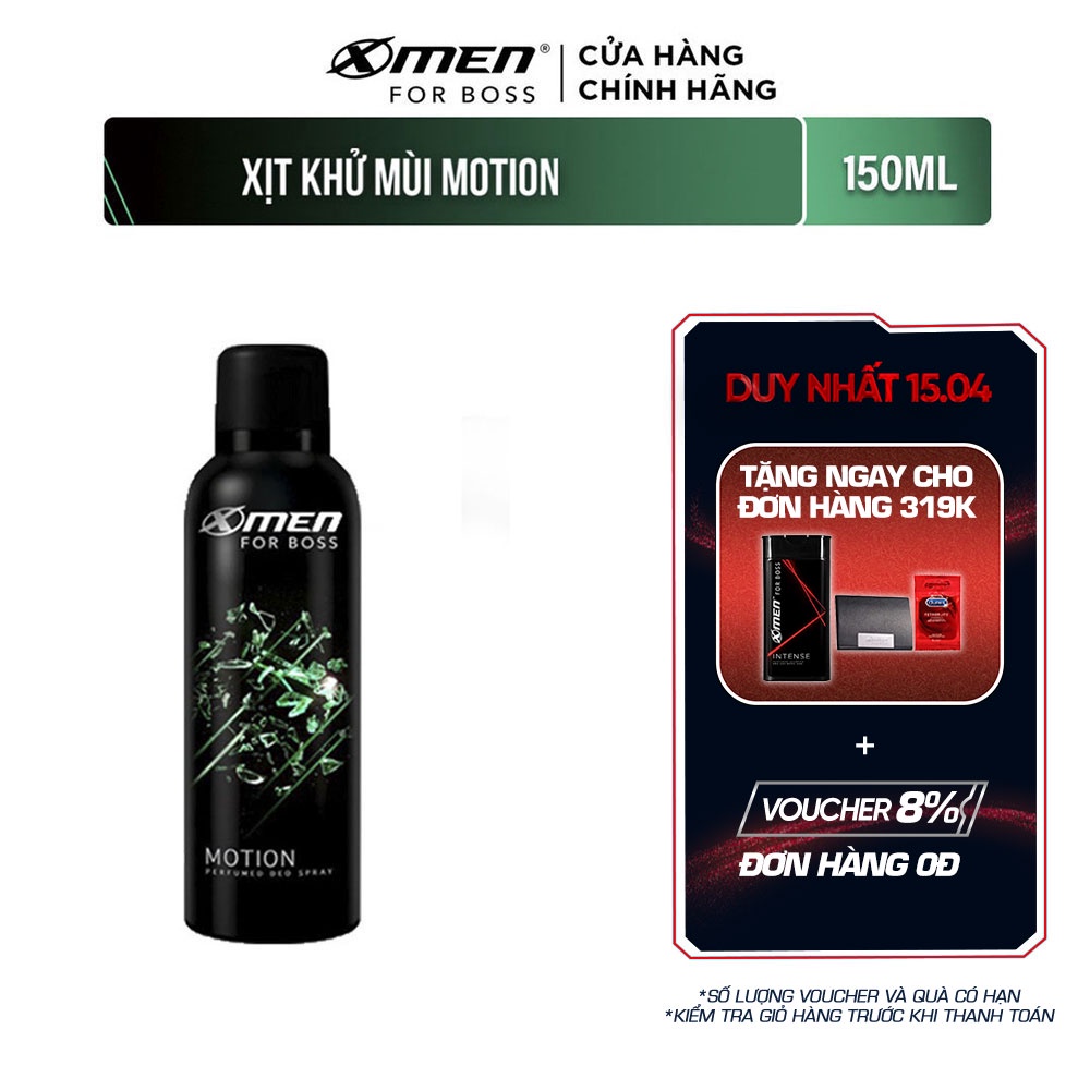 Mã COSMEN giảm 8% đơn 250K Xịt khử mùi X-Men for Boss Motion 150ml