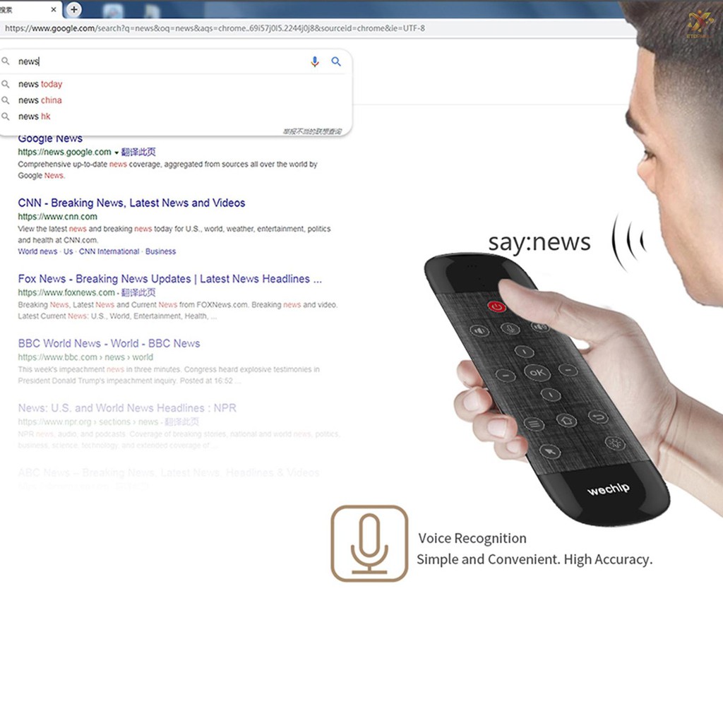 ANDROID Bộ Bàn Phím Điều Khiển Bằng Giọng Nói 2.4g Wechip W2 Pro